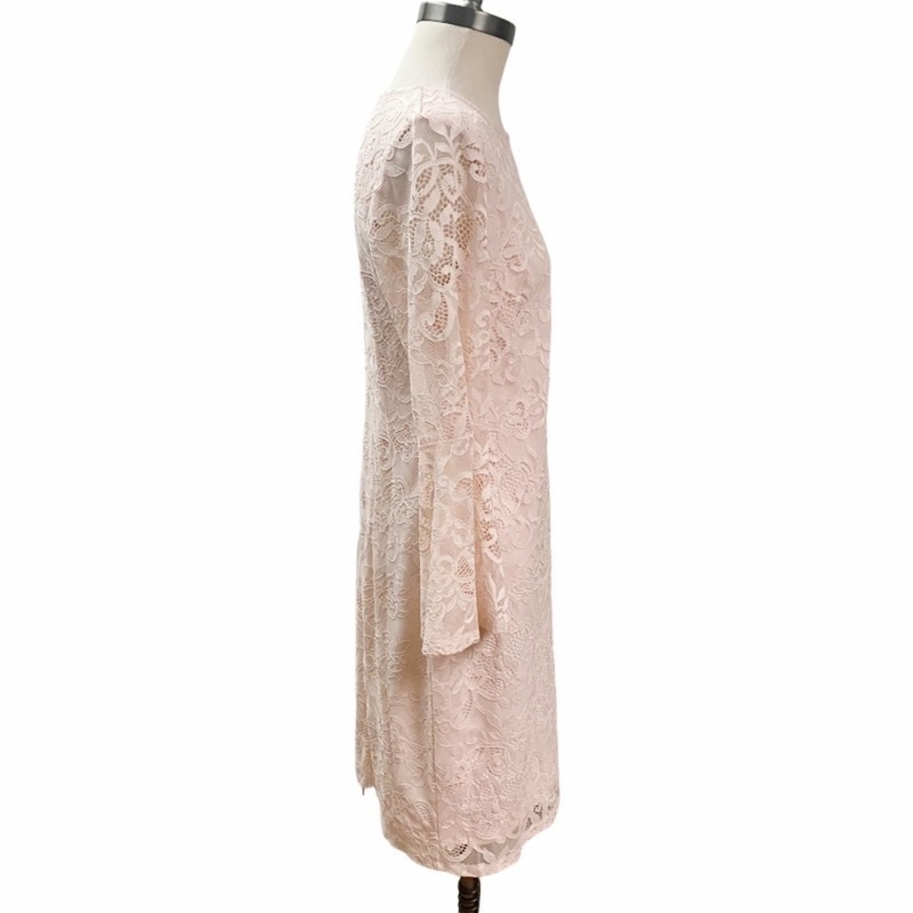 ALFANI Lace Dress Bell Sleeve SZ 6 Peach Feminine Spring Romantic Cocktail - Picture 6 of 8